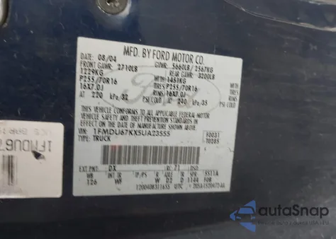 2005 Ford Explorer Sport Trac Adrenalin/Xls/Xlt from USA, damaged, VIN 1FMDU67KX5UA23555